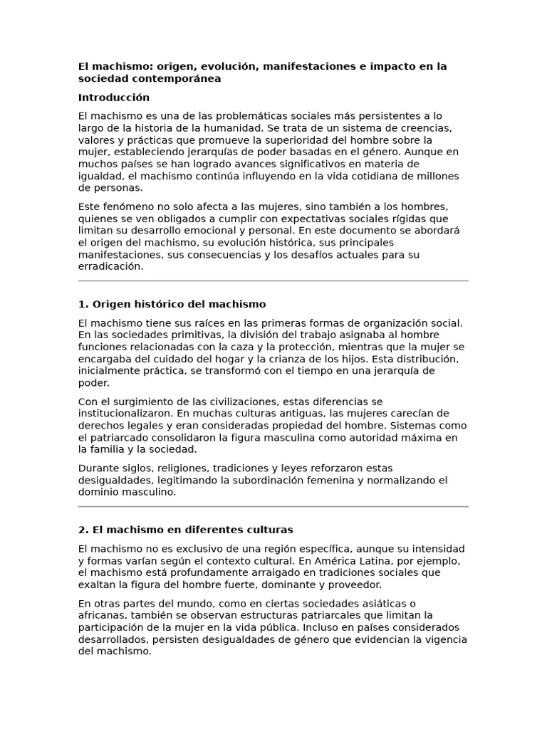 El Machismo | PDF | Machismo | Mujer
