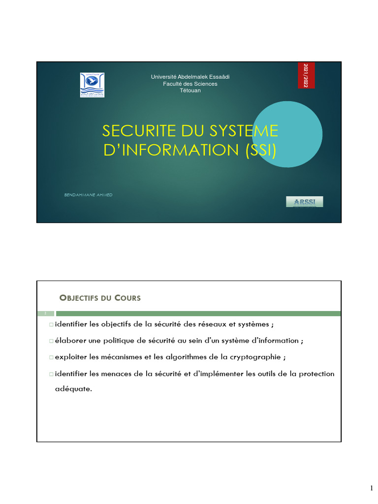 Cours Security Arssi 2022 | PDF | Sécurité | Sécurité des systèmes d ...