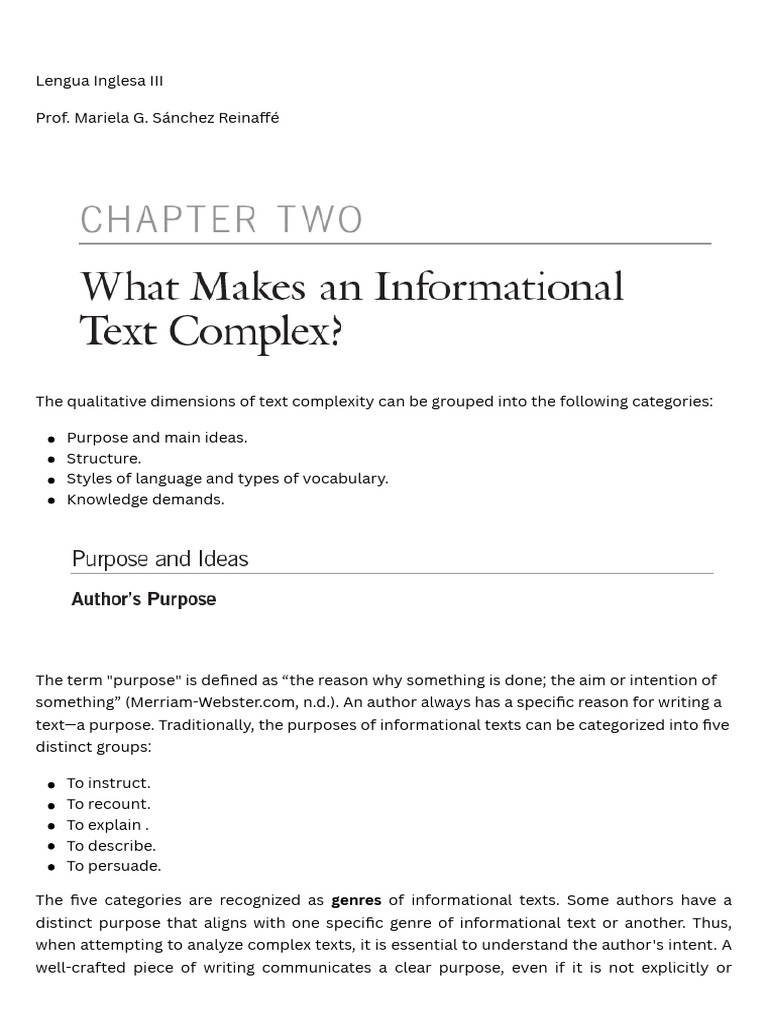 What Makes and Informatioanal Text Complex | PDF | Page Layout | Knowledge