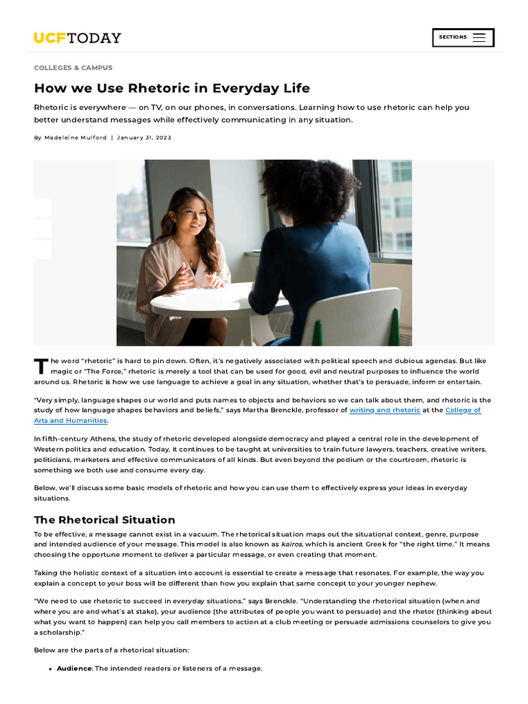 How We Use Rhetoric in Everyday Life - University of Central Florida ...