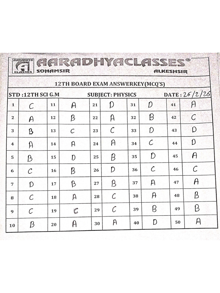 Phy Ans Key | PDF