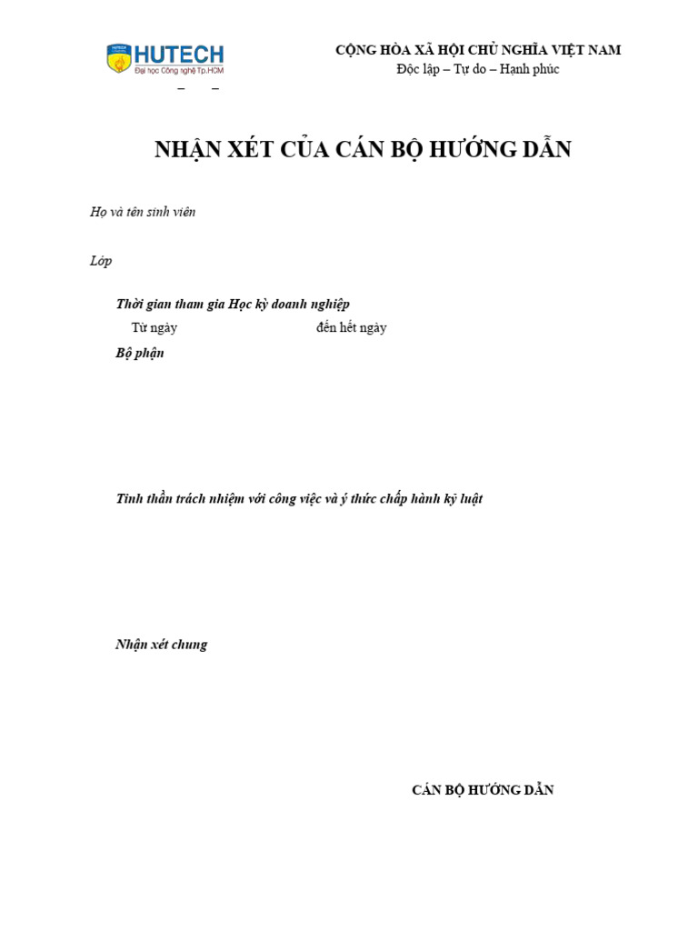 8740966.Hkdn Mau Nhan Xet Cua CBHD | PDF