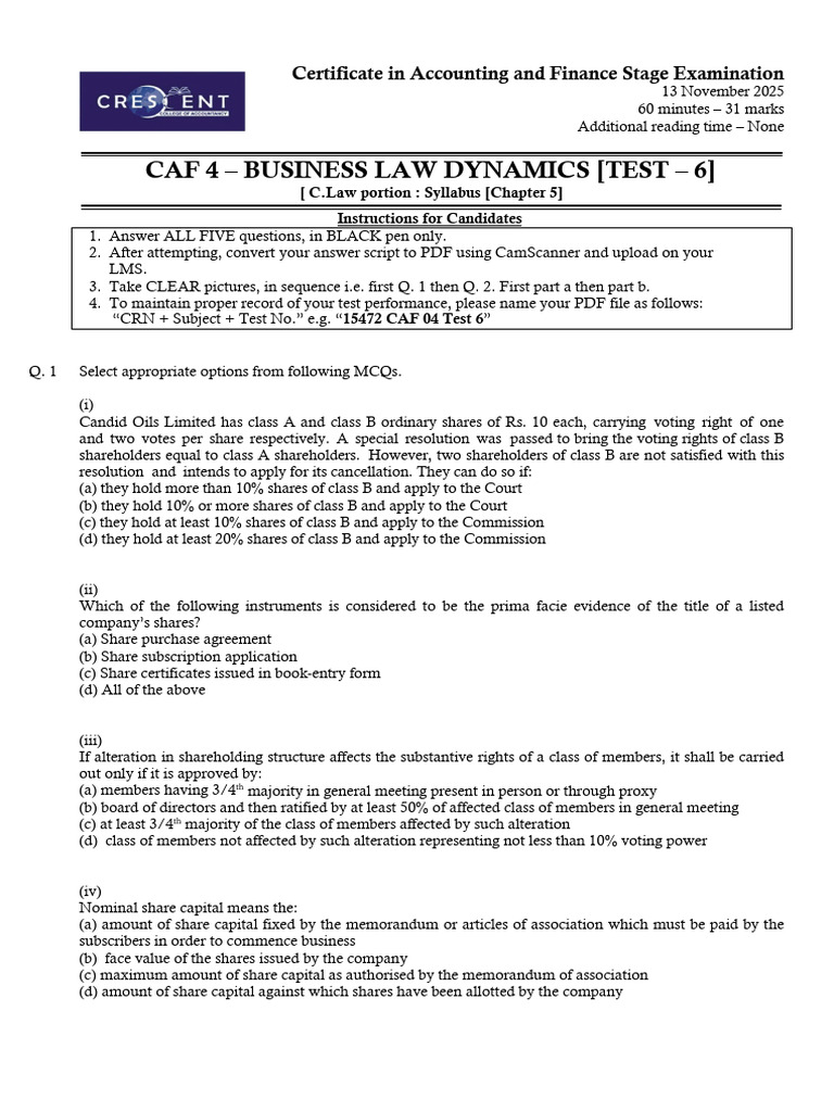 Test 06 Question Paper | PDF