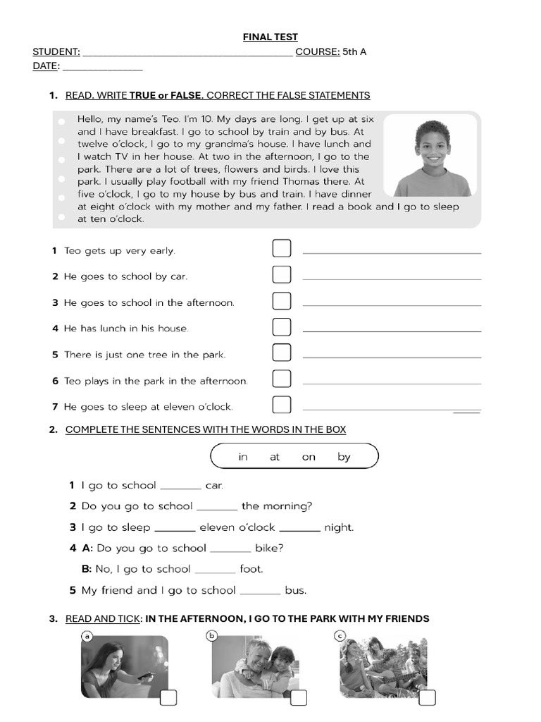 Final Test 5th | PDF