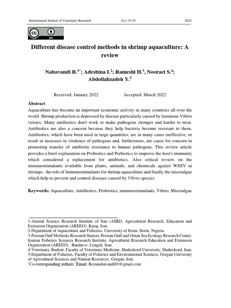Different Disease Control Methods in SHR | PDF | Aquaculture | Bacteria