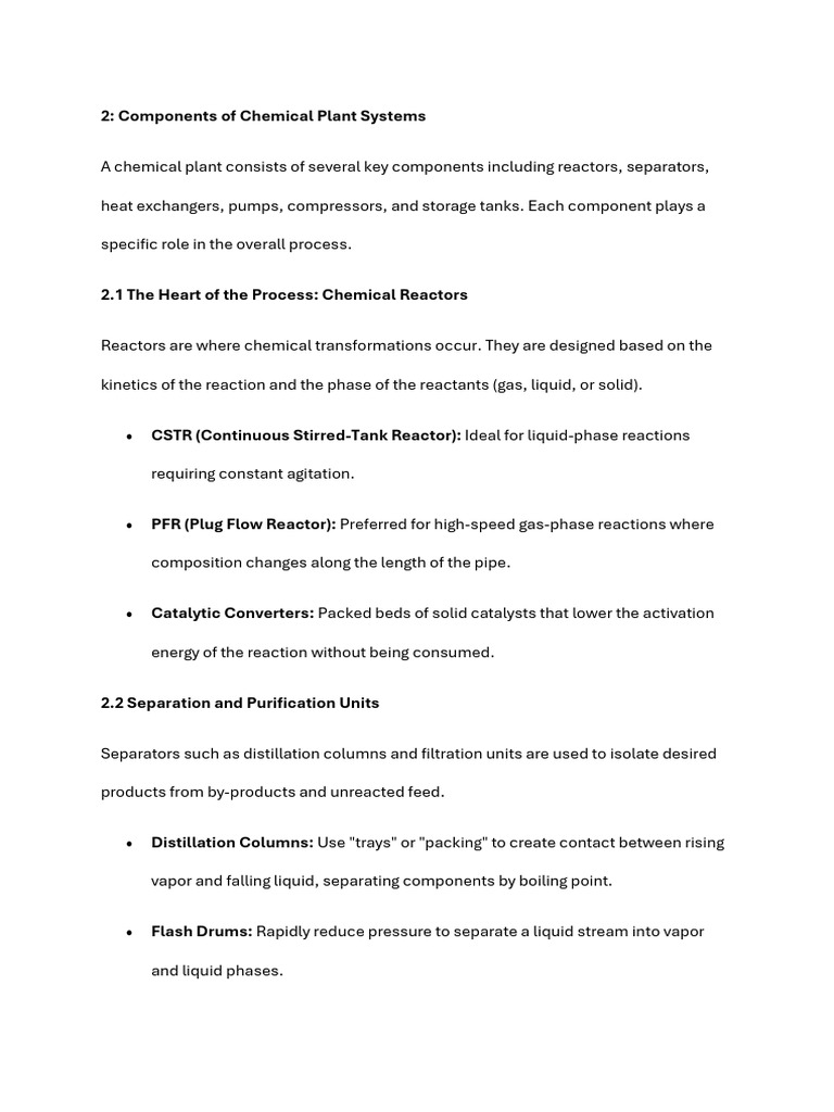 Components of Chemical Plant Systems | PDF | Chemical Reactor | Valve