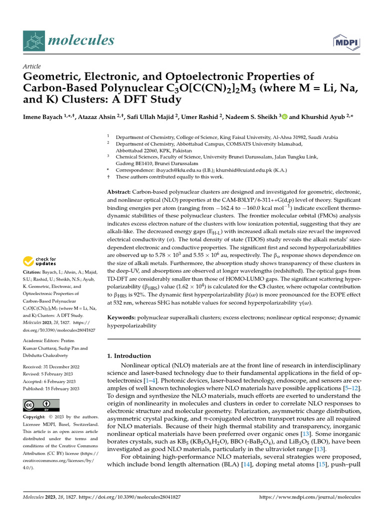 Geometric Electronic and Optoelectronic Properties | PDF
