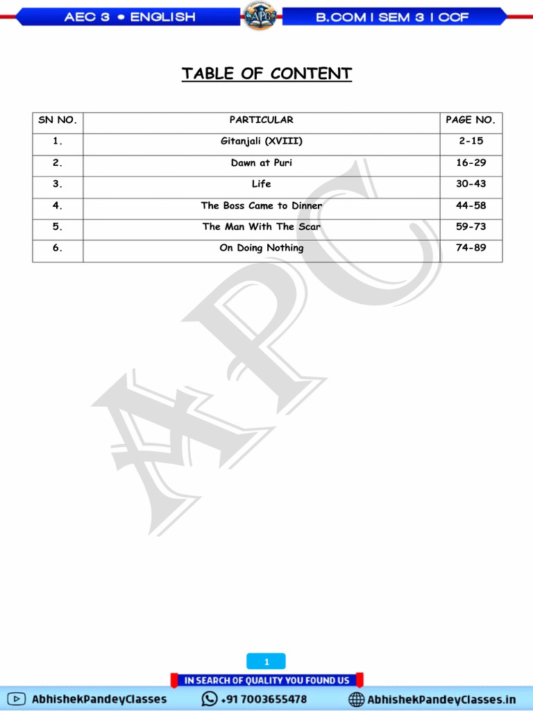English Book Aec-3 Sem 3 CCF - Apc | PDF