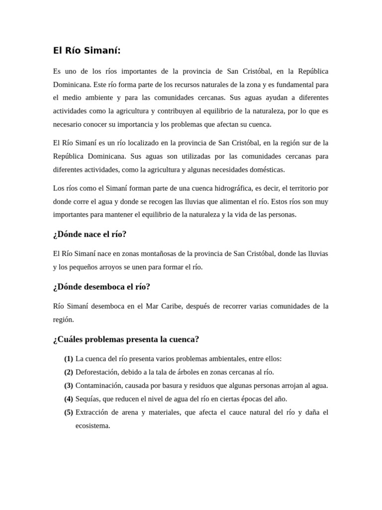 El Río Simaní | PDF