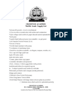 7th - 9th Grade Supply List 2012-2013