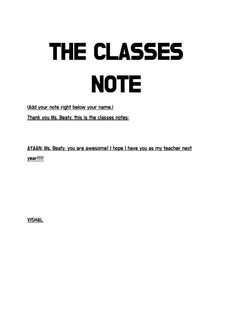 The Classes Note PDF | PDF