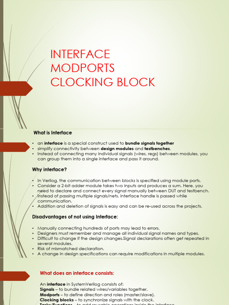 Interfaces, Modports, Clocking Blocks | PDF | Programming Paradigms ...