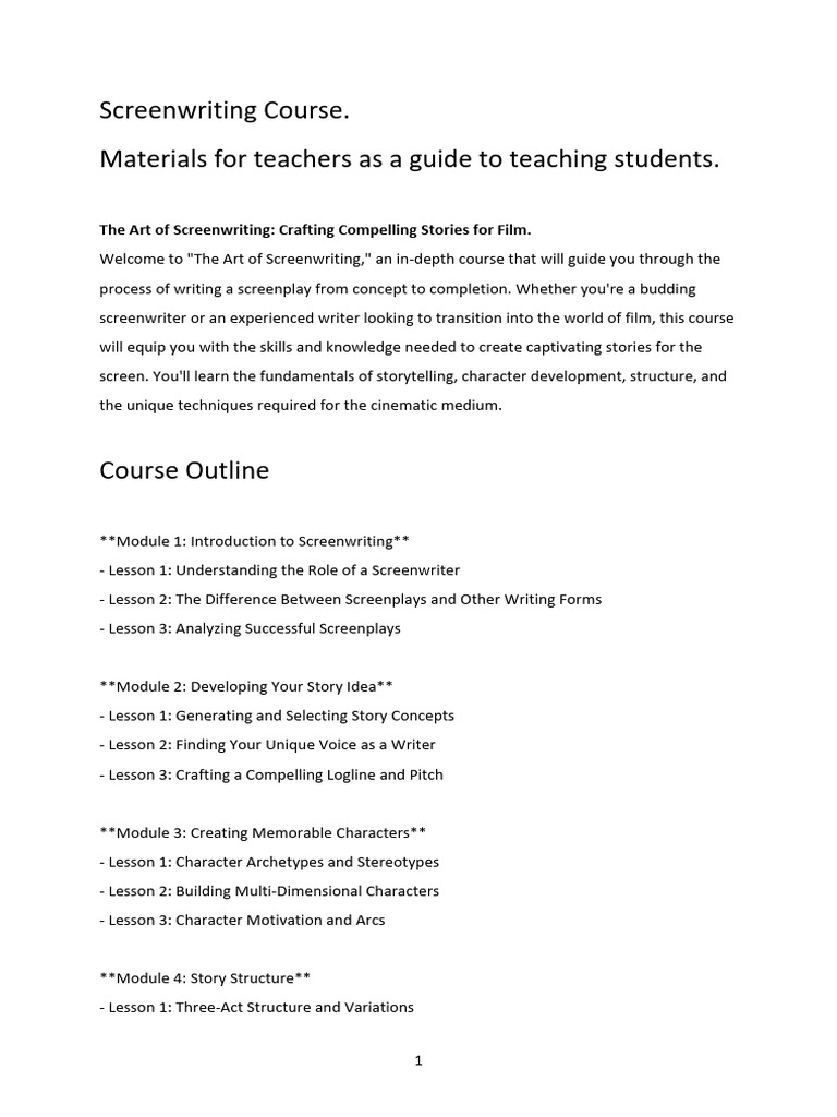 Screenwriting Course | PDF