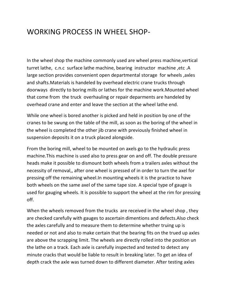 Wheel Shop Operations and Processes | PDF | Crane (Machine) | Axle