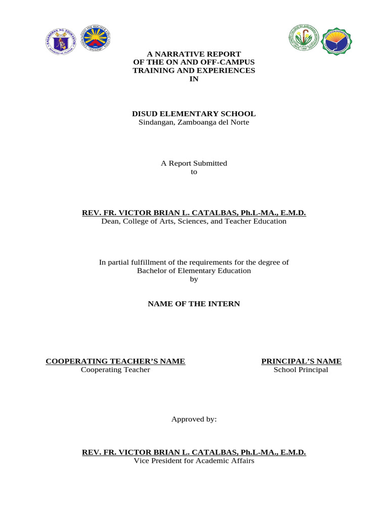 Narrative Report Front Page | PDF