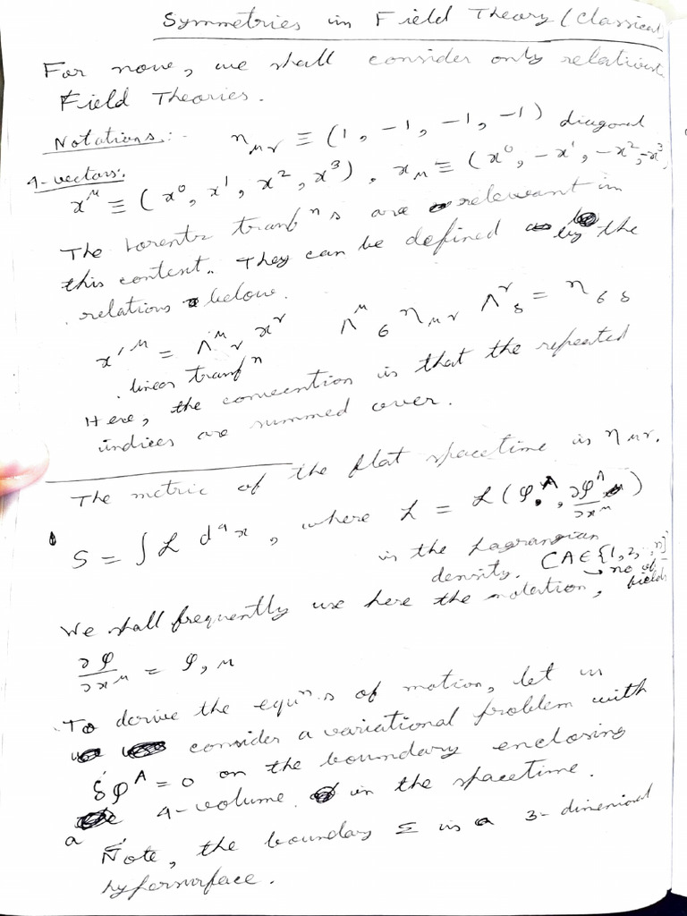 Continuous Symmetrries and Noether Theorem in Field Theory | PDF