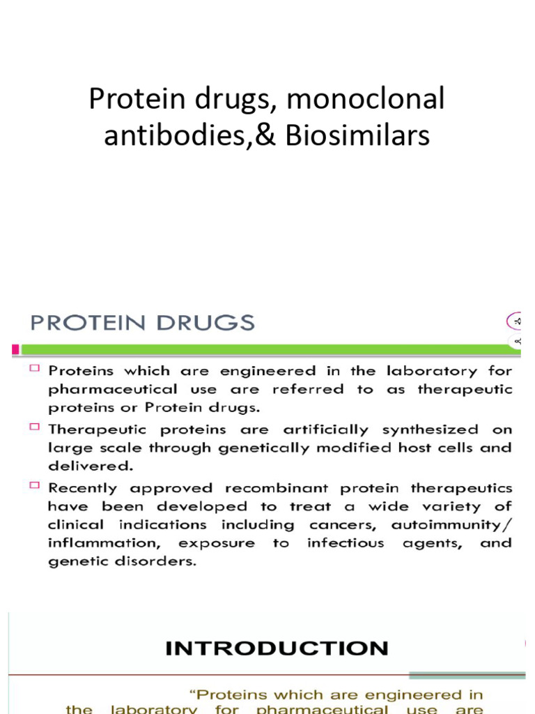 Protein Drugs - Monoclonal Antibodies - Biosimilars | PDF