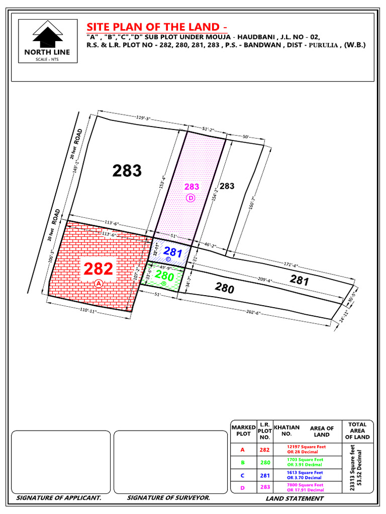 Plot Partition of 4 Plot 282, 280, 281, 283 Without Boundary | PDF
