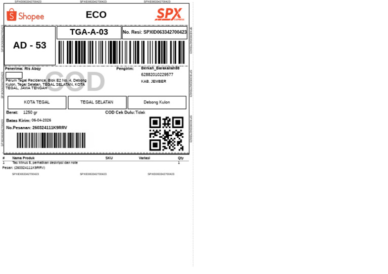 Label Pengiriman 371 | PDF