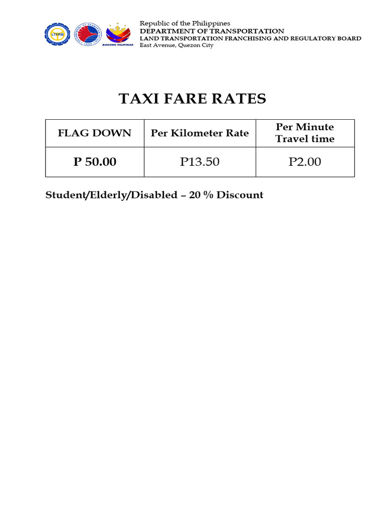 TAXI Fare Rates | PDF