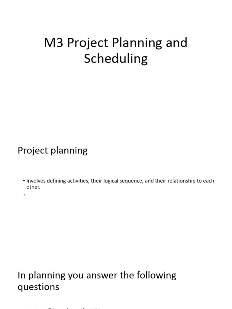 M3 Project Planning and Scheduling | PDF
