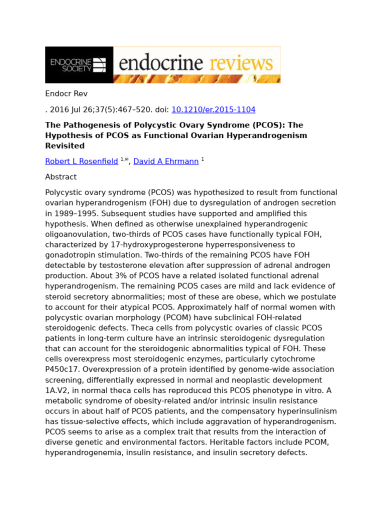 Pathogenesis of PCOS | PDF | Polycystic Ovary Syndrome | Luteinizing ...