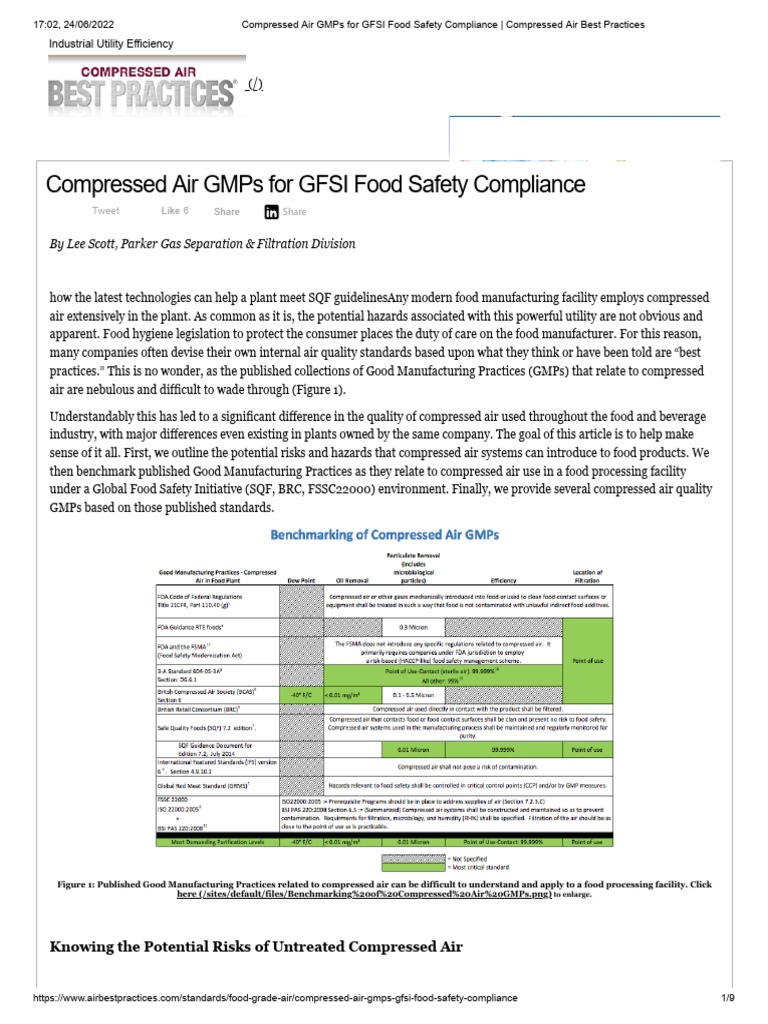 Compressed Air GMPs For GFSI Food Safety Compliance - Compressed Air ...