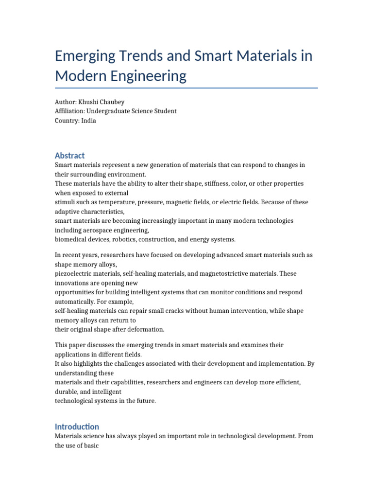 Smart Materials Research Paper | PDF | Piezoelectricity | Energy Harvesting