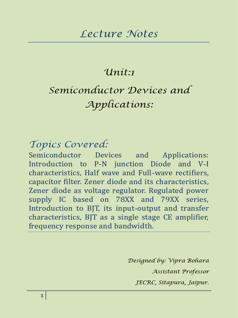 De UNIT 1 Semiconductor Devices and Applications | PDF