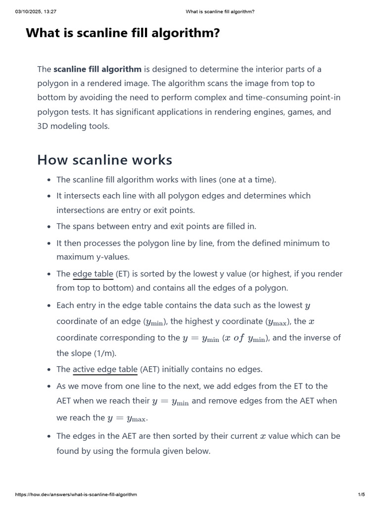 What Is Scanline Fill Algorithm | PDF