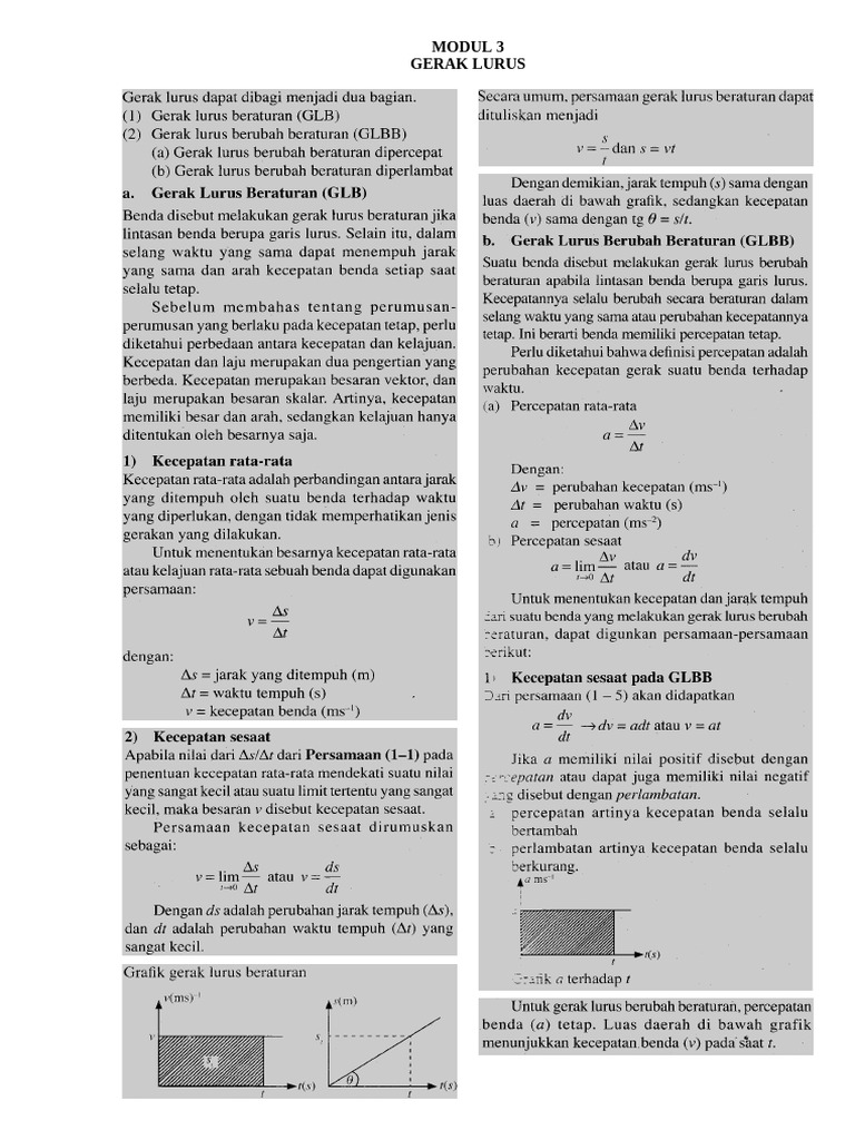 Modul 03. Gerak Lurus | PDF