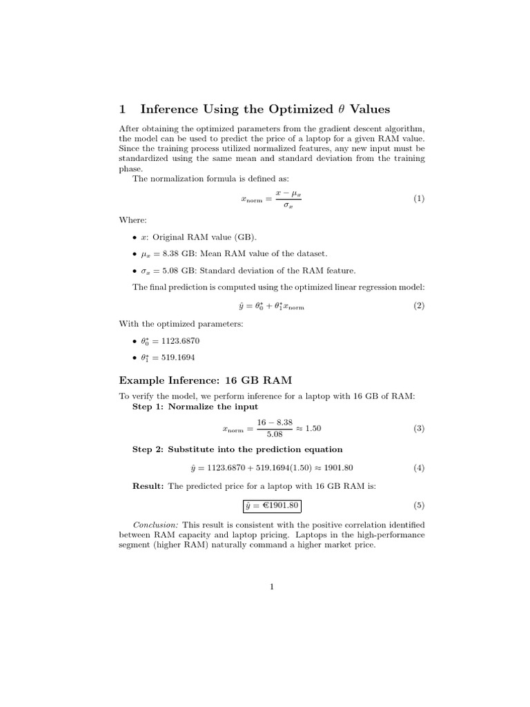 1 Inference Using The Optimized Values: Example Inference: 16 GB RAM | PDF