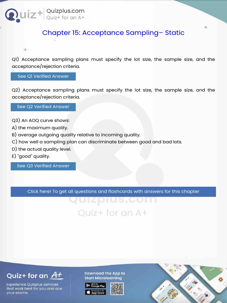 Acceptance Sampling Plans Must Specify The Lot Size The Sample Size and ...