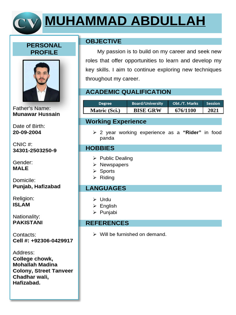 Muhammad Abdullah CV | PDF