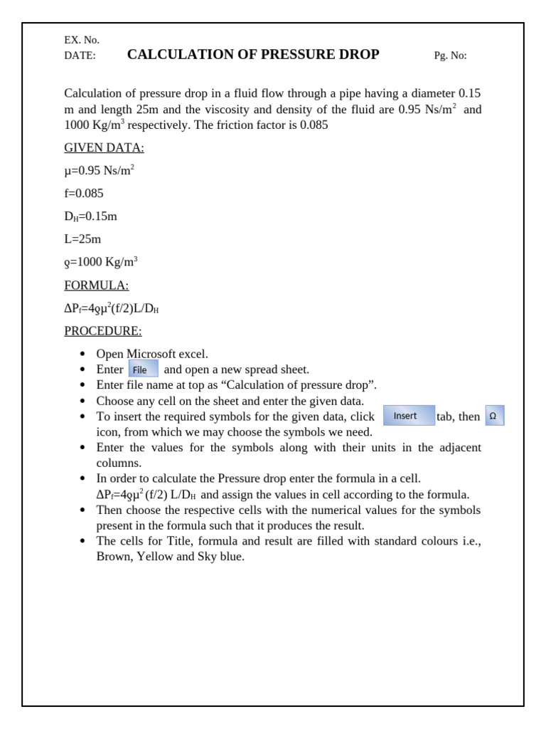 Calculation of Pressure Drop | PDF