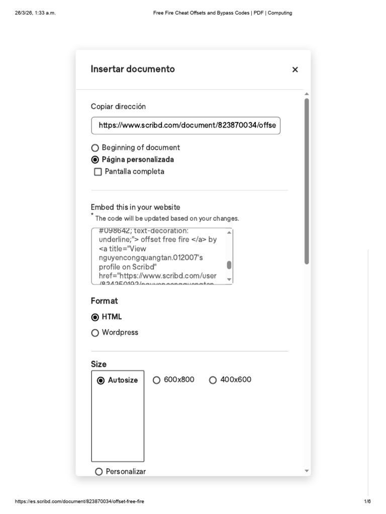 Free Fire Cheat Offsets and Bypass Codes - PDF - Computing | PDF