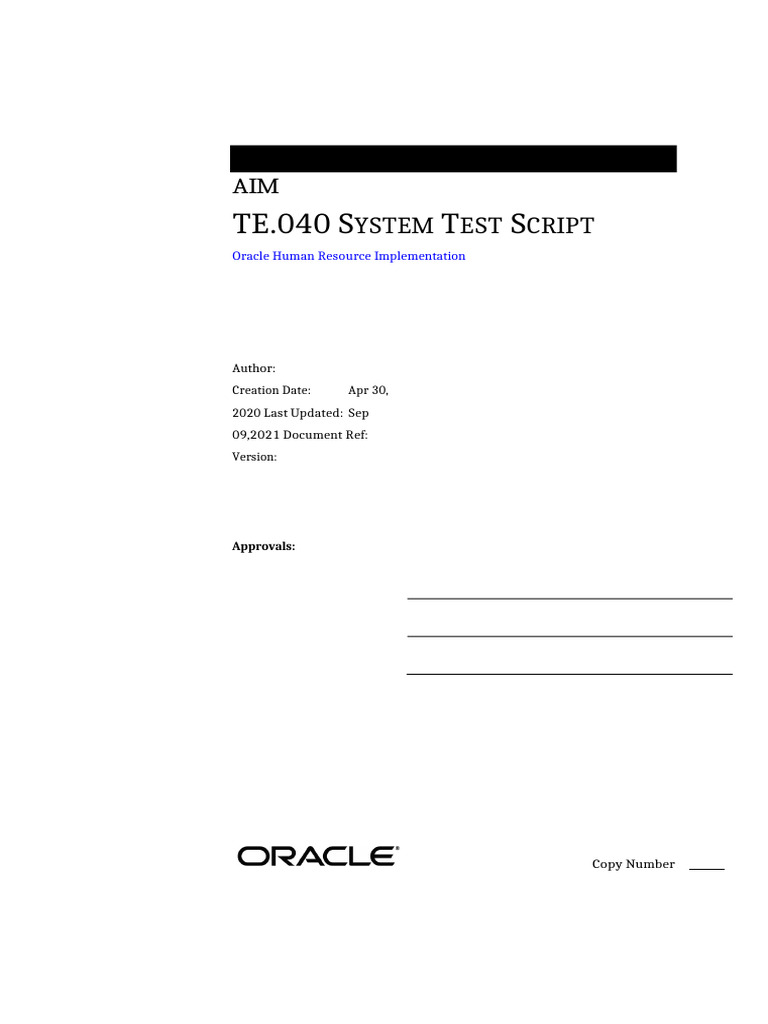 TE040 Test Script Hrms Core and SSHR | PDF