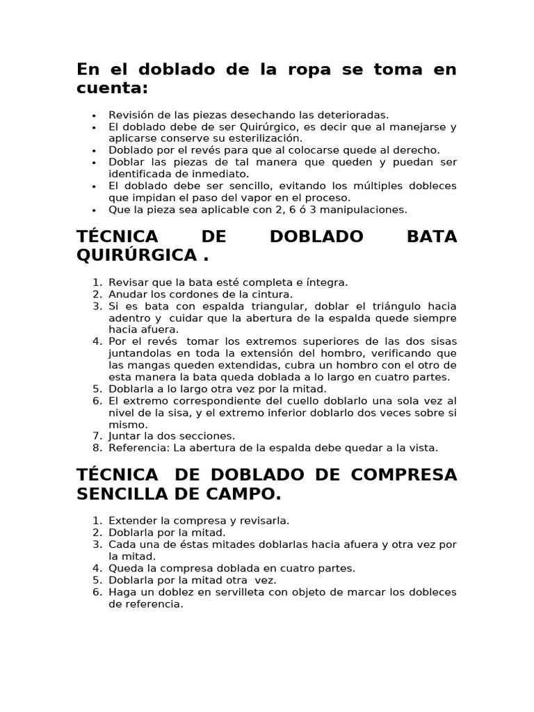 En El Doblado de La Ropa Se Toma en Cuenta | PDF