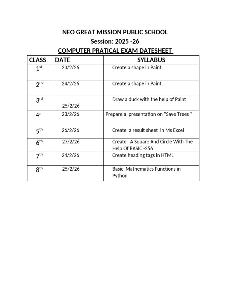 Computer Practical Exam | PDF