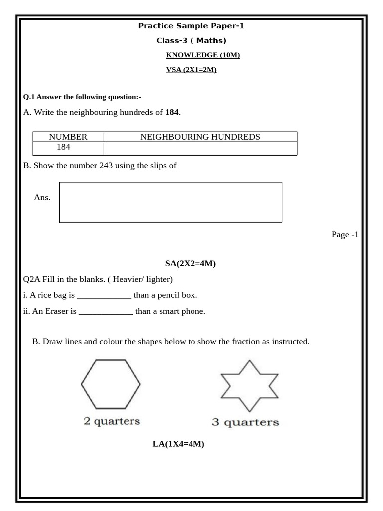 QP III Maths SP | PDF