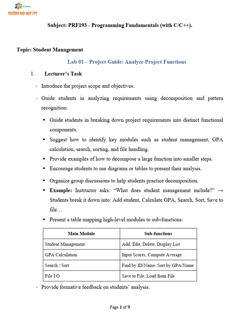 Example Project PRF193 CT PBL Guidelines | PDF