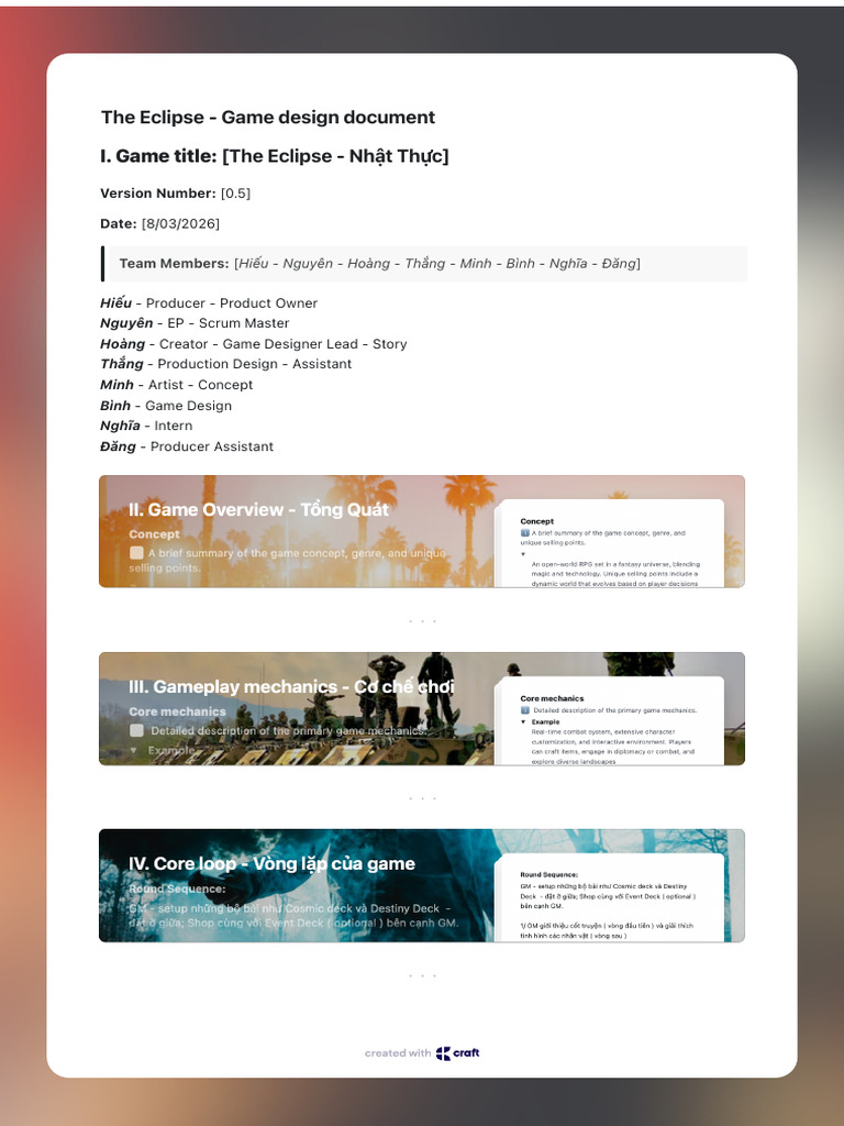 The Eclipse - Game Design Document | PDF