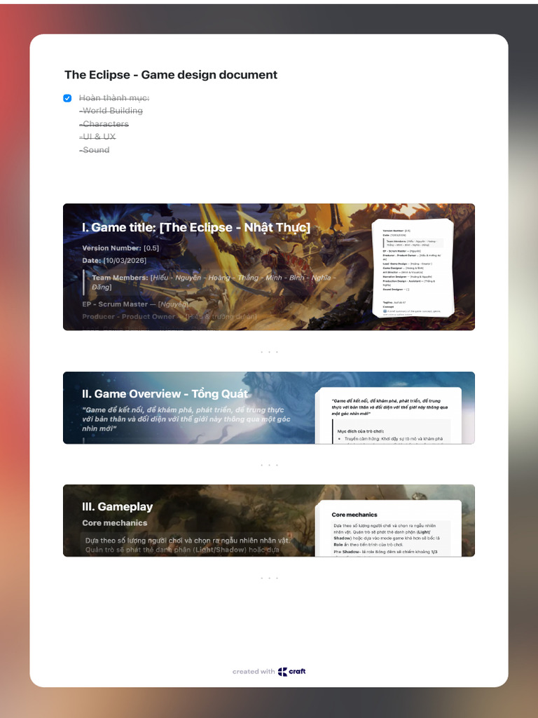The Eclipse - Game Design Document: Hoàn Thành M C: - World Building ...