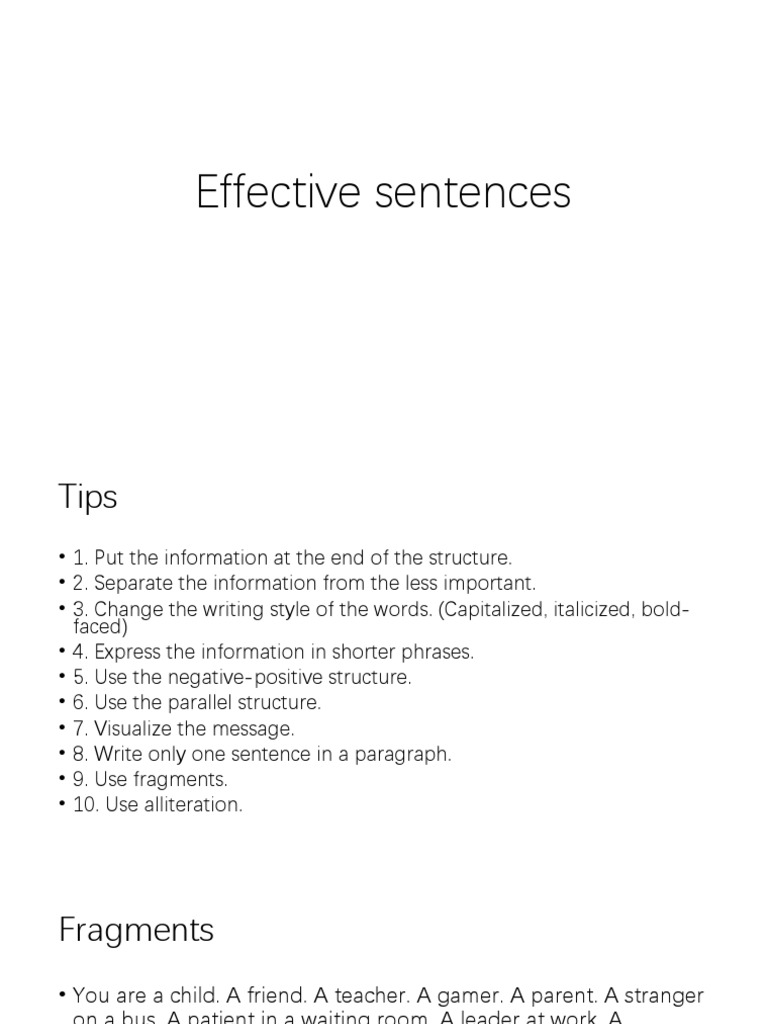 Effective Sentences | PDF