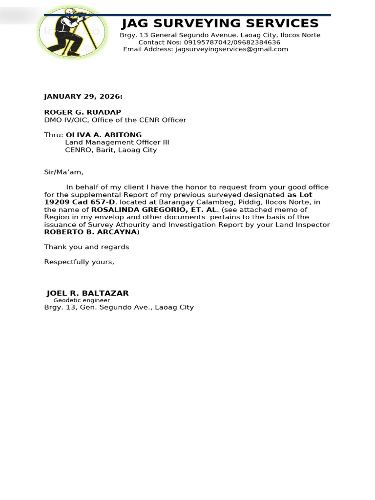 Supplemental Report Lot 19209 Cad 657-d | PDF