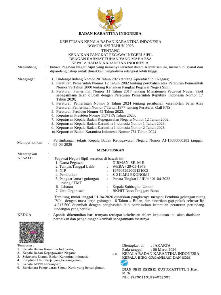 SK Kenaikan Pangkat 4a Dirman Se, Me | PDF