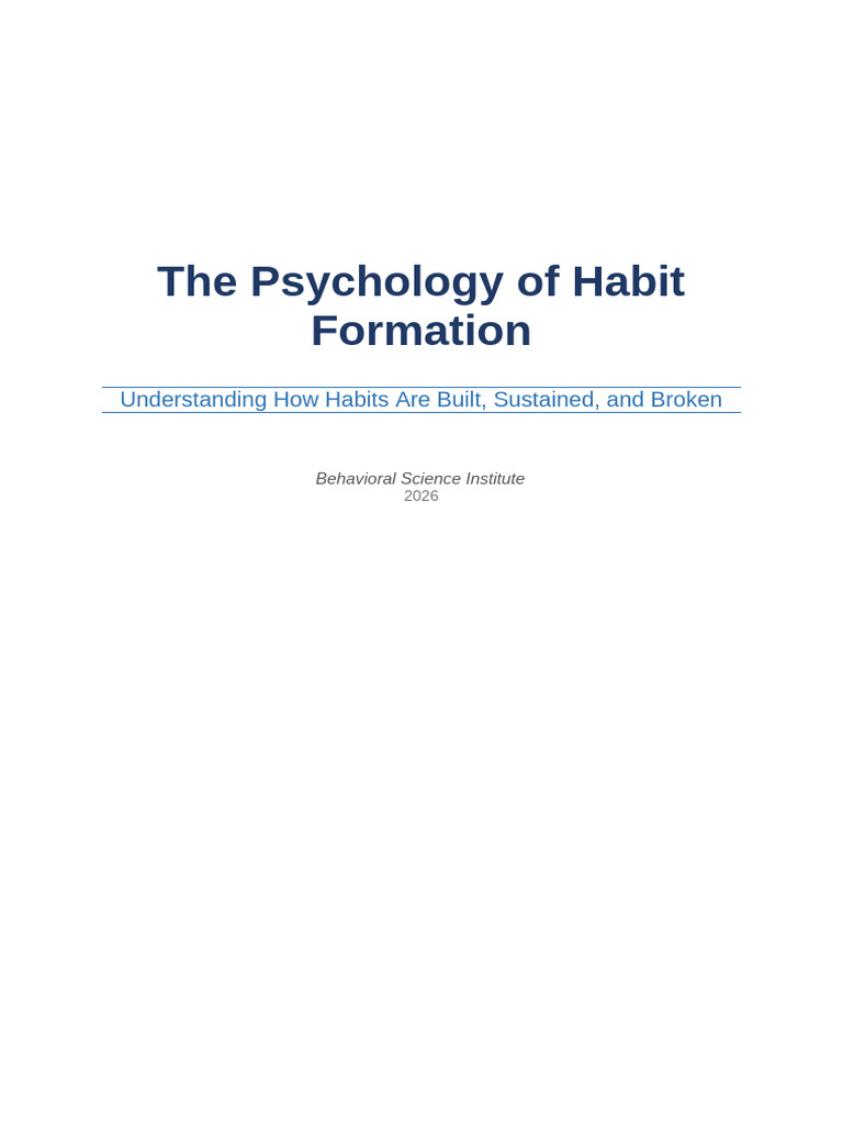 01 Psychology of Habit Formation | PDF