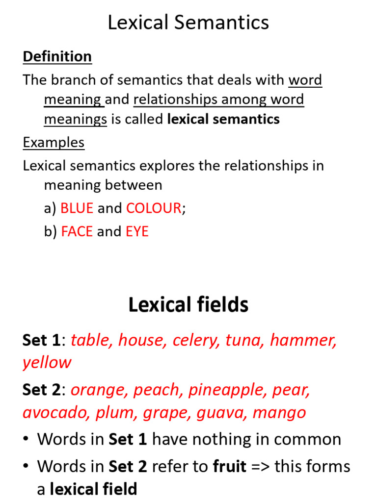 S8 Lecture - Lexical Semantics | PDF | Lexical Semantics | Lexicology