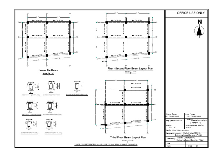 Office Use Only: Lower Tie Beam First / Secondfloor Beam Layout Plan | PDF