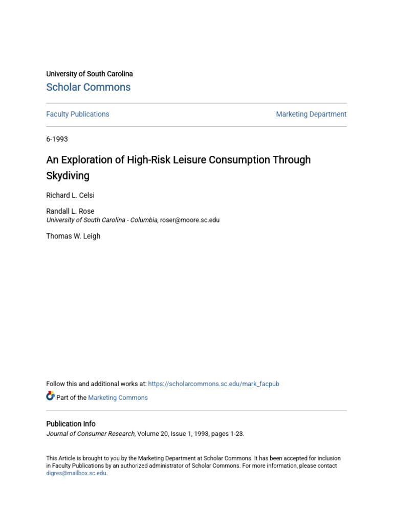 An Exploration of High-Risk Leisure Consumption Through Skydiving | PDF ...